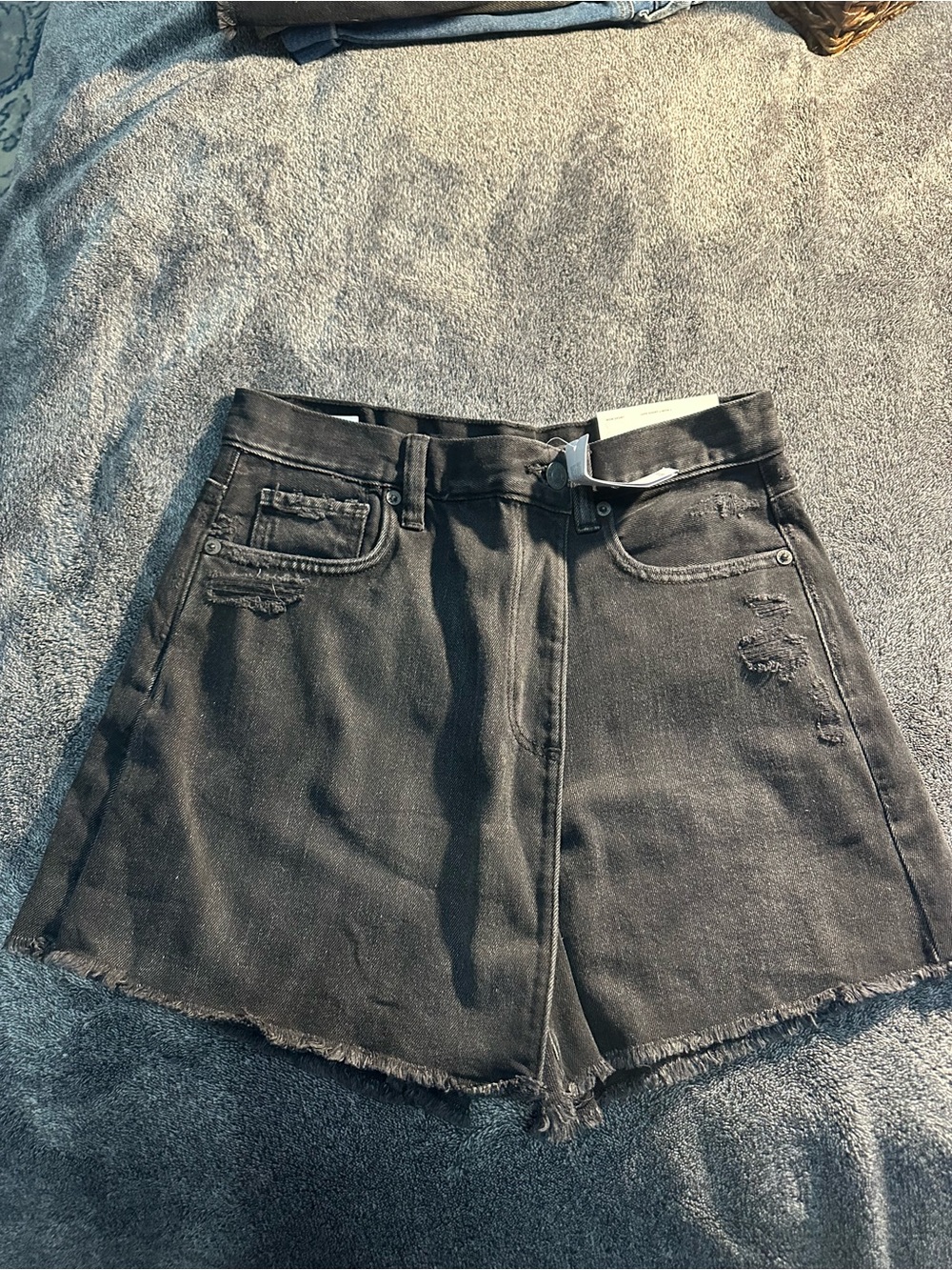 American Eagle Outfitters Black Distressed Denim Skort